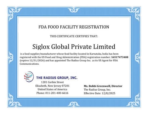 US FDA Registration certificate